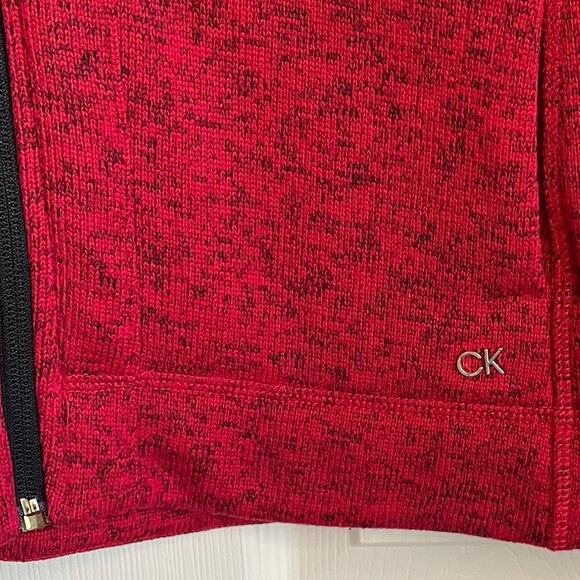 Calvin Klein Fleece Jacket Full Zip Pockets Red Black Heather Sz M Athleisure - Picture 10 of 12